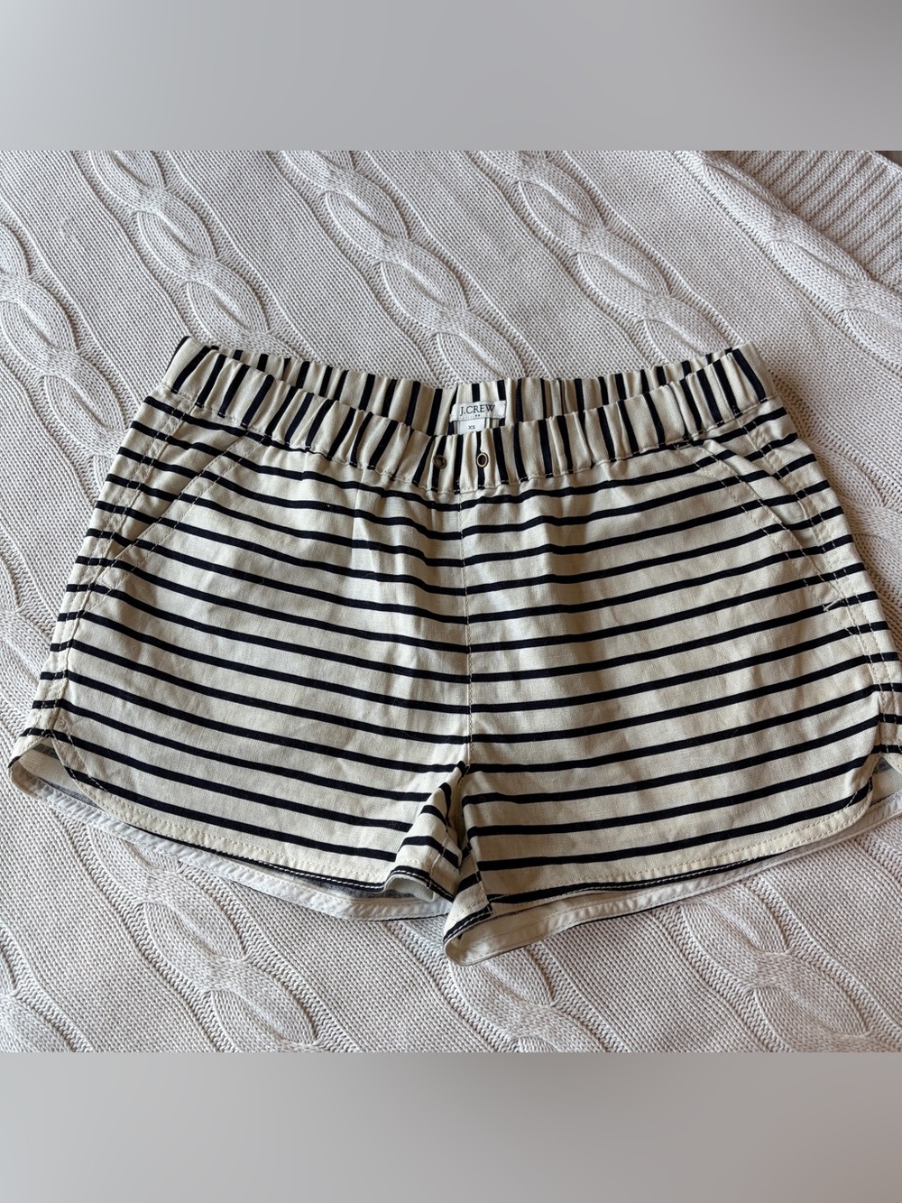 J. Crew Black & Cream Horizontal Stripe Shorts XS